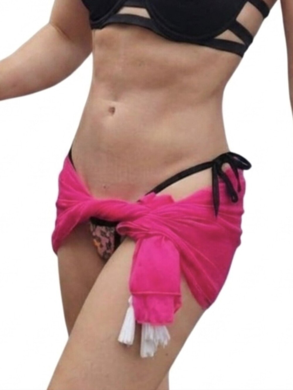 Mud Pie Tassel Sarong 3 In 1 Scarf Hot Pink (Only Has 3 Tassels)